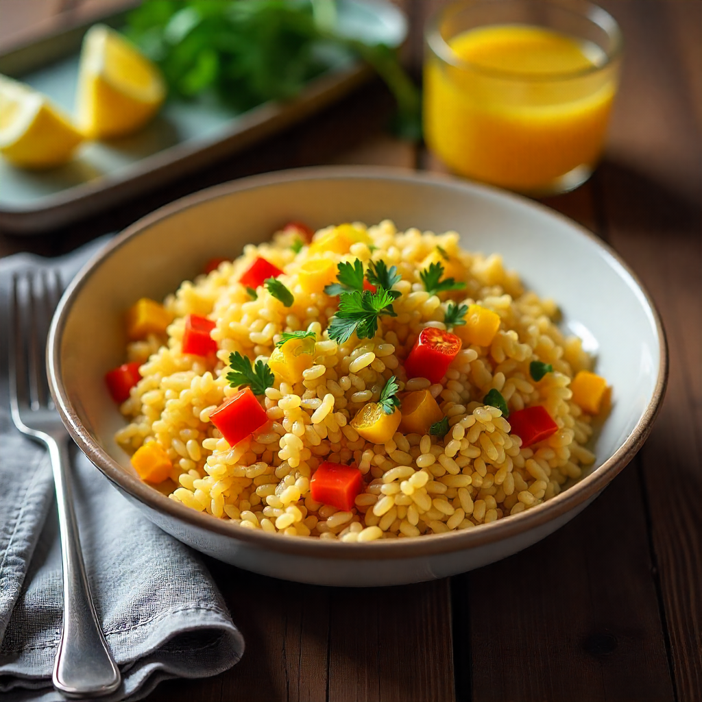 Easy Mediterranean Lunch Recipe with Herbed Rice and Vegetables